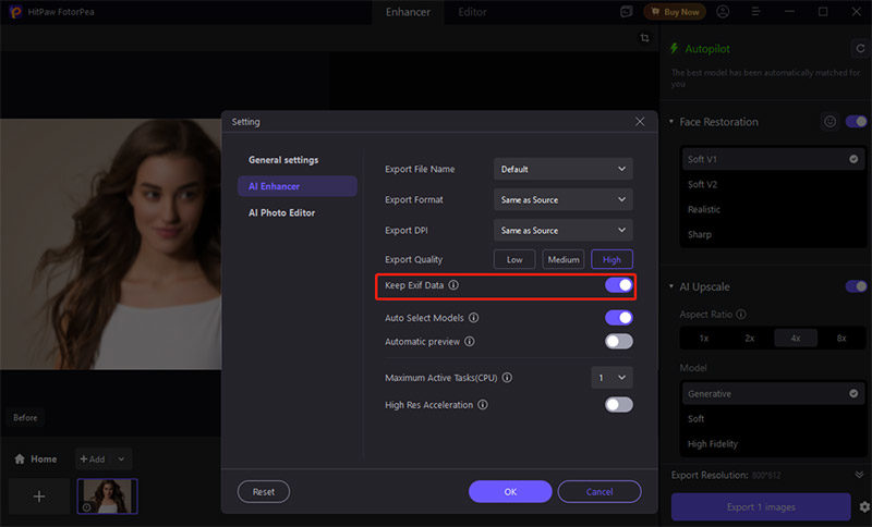 hitpaw fotorpea keep exif