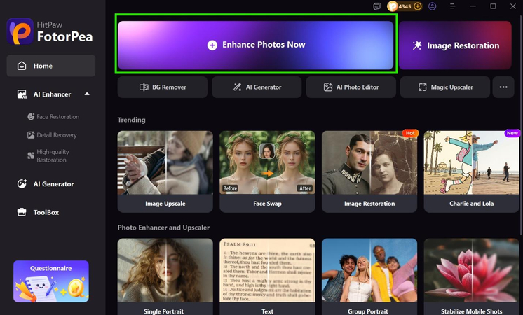 use the enhance photos now option