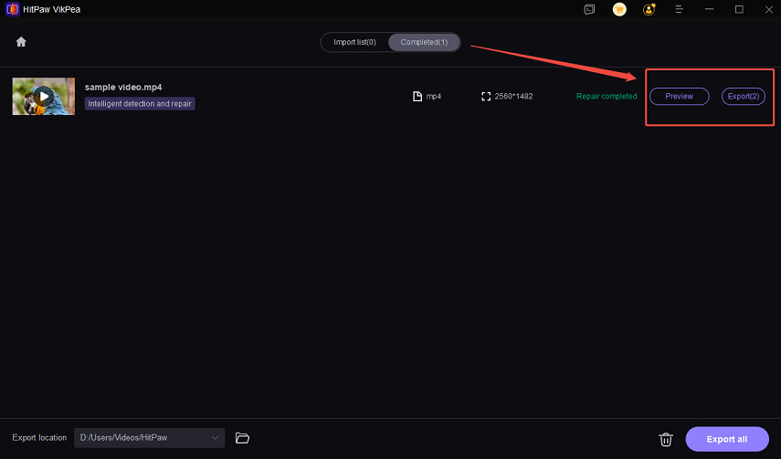 repair video completed