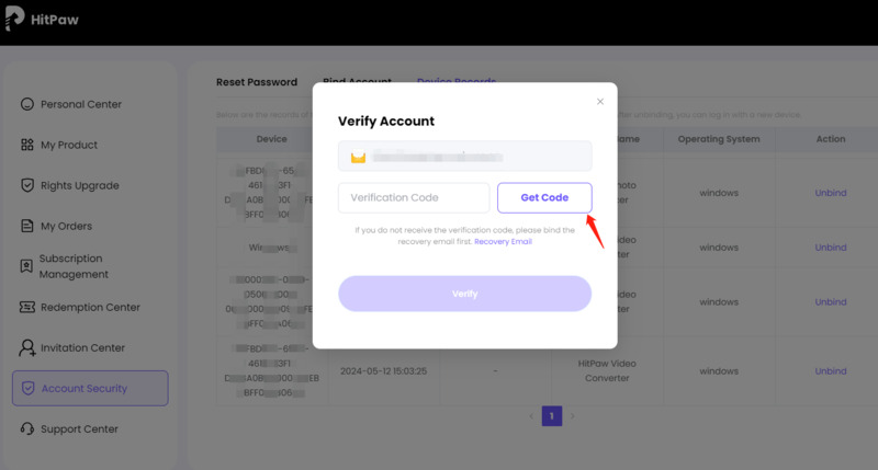 unbind registered license