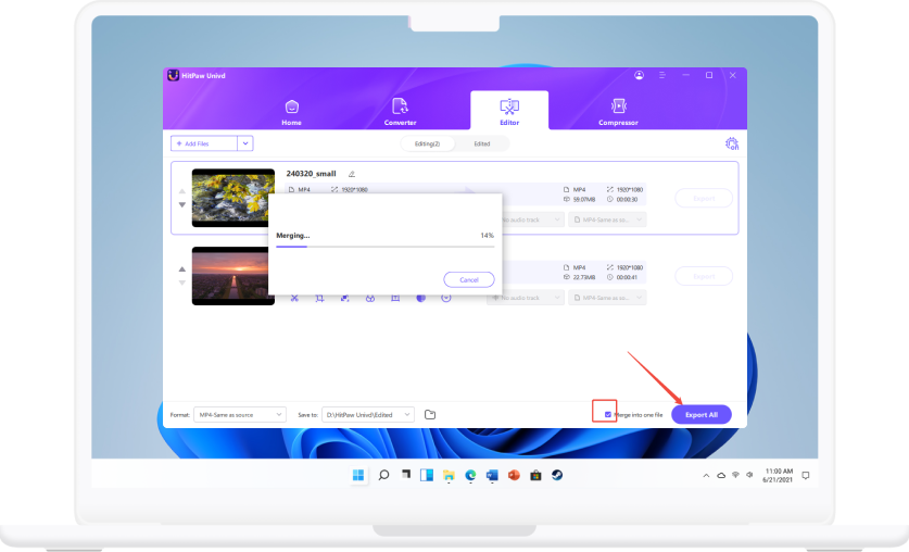 select files and start merging