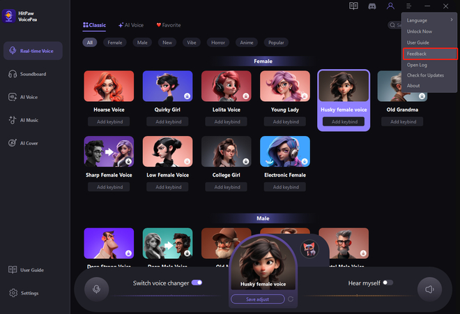 feedback in HitPaw VoicePea